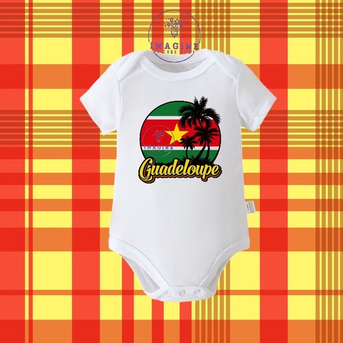 Body - bébé - baby - sublimation - impression infusible ink - palmiers - drapeau - guadeloupe - 971