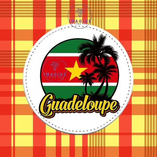 Sous verre en cuir - sublimation - impression infusible ink - palmiers - drapeau - guadeloupe - 971