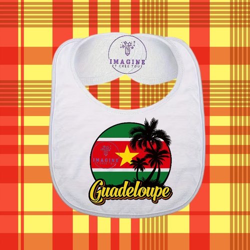Bavoir - sublimation - impression infusible ink - palmiers - drapeau - guadeloupe - 971