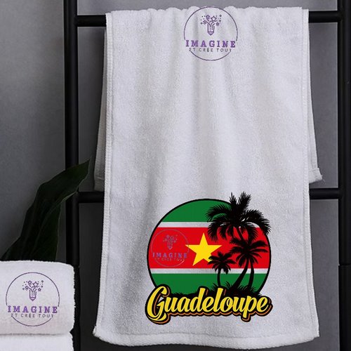 Petite serviette personnalisée pour le visage - sublimation - infusible ink - impression - palmiers - drapeau - guadeloupe - 971