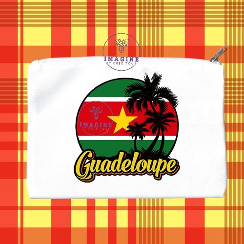 Trousse m - maquillage - sublimation - impression infusible ink - palmiers - drapeau - guadeloupe - 971