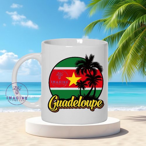 Mug - tasse - sublimation - impression infusible ink - palmiers - drapeau - guadeloupe - 971