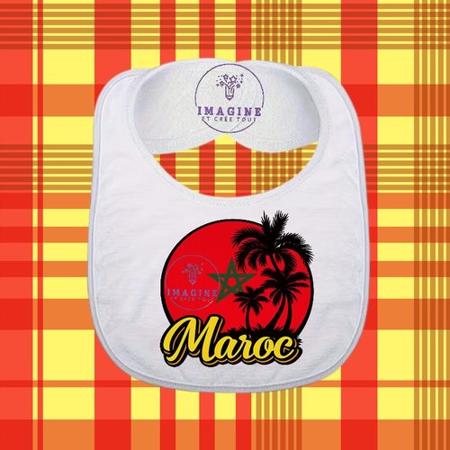Bavoir - sublimation - impression infusible ink - palmiers - drapeau - maroc - étoile