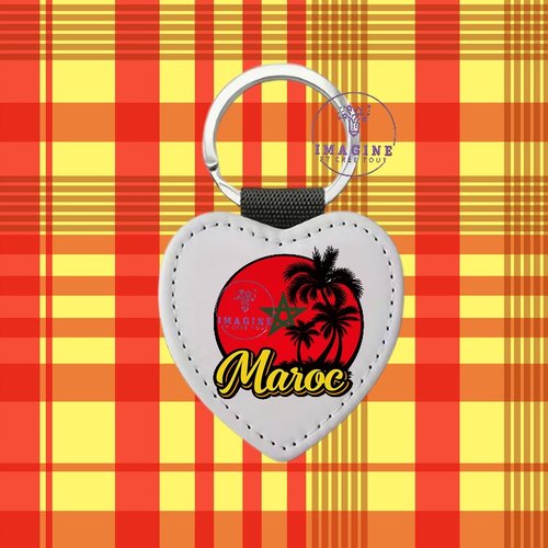 Porte clé - sublimation - impression infusible ink - maroc - palmiers - drapeau - étoile