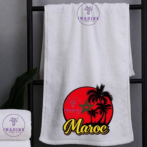 Petite serviette personnalisée pour le visage - sublimation - infusible ink - impression - maroc - palmiers - drapeau - étoile