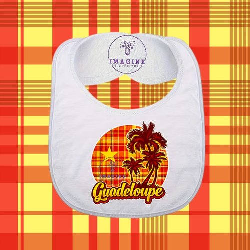 Bavoir - sublimation - impression infusible ink - palmiers - madras - guadeloupe - 971