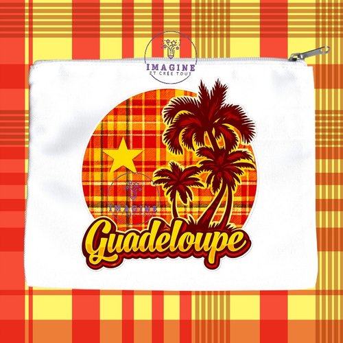 Trousse l - maquillage - sublimation - impression infusible ink - palmiers - madras - guadeloupe - 971