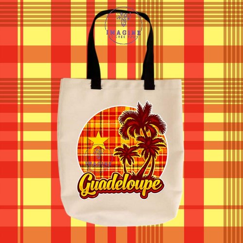 Tote bag taille m - sublimation -  impression infusible ink - palmiers - madras - guadeloupe - 971