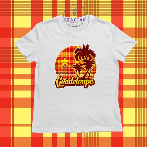 T-shirt personnalisé pour jeunes - col rond - sublimation - palmiers - madras - guadeloupe - 971