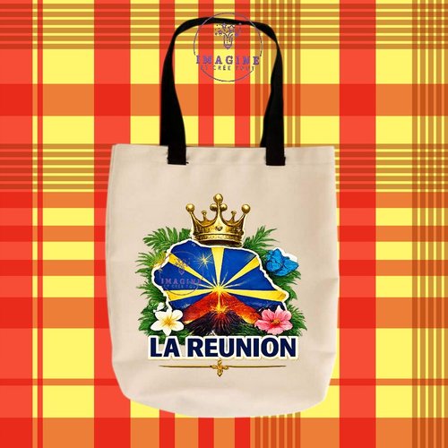Tote bag taille m - sublimation -  impression infusible ink - île de la réunion - 974 - paille en queue