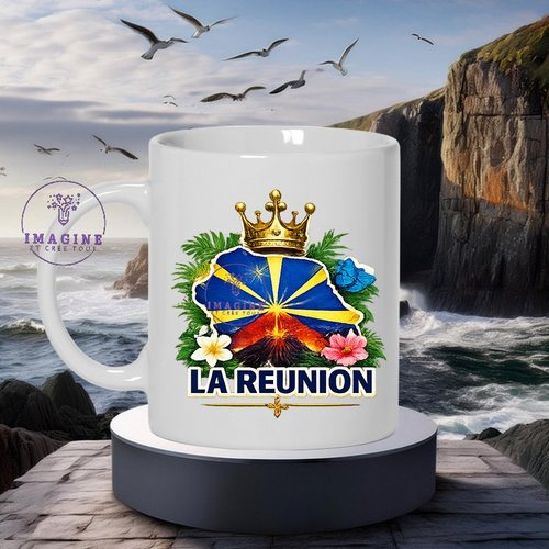Mug - tasse - sublimation - impression infusible ink - île de la réunion - 974 - paille en queue