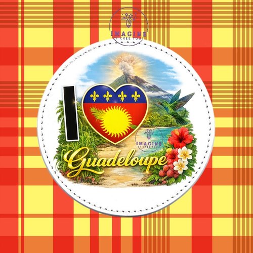 Sous verre en cuir - sublimation - impression infusible ink - i love guadeloupe - gwada - 971