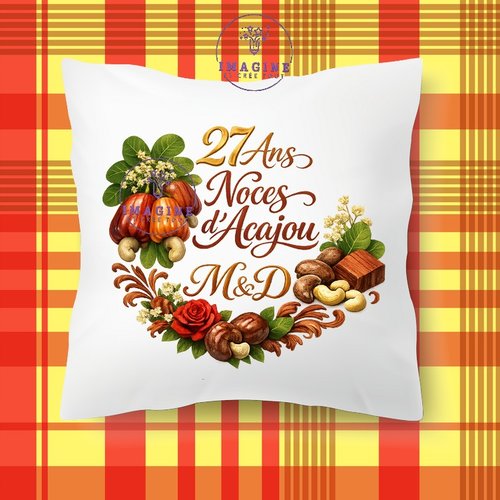 Taie personnalisée - lit - sommeil - sublimation - impression infusible ink - noces d'acajou - mariage - anniversaire - initiales