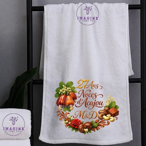 Petite serviette personnalisée pour le visage - sublimation - infusible ink - impression - noces d'acajou - mariage - anniversaire