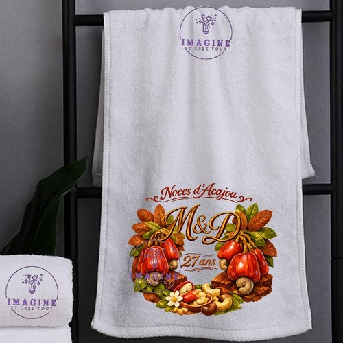 Petite serviette personnalisée pour le visage - sublimation - infusible ink - impression - noces d'acajou - mariage - anniversaire