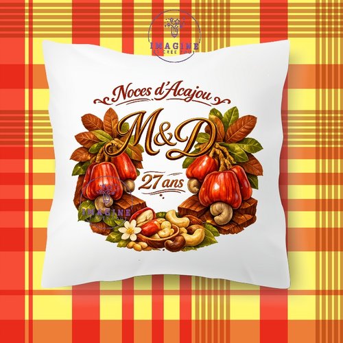 Taie personnalisée - lit - sommeil - sublimation - impression infusible ink - noces d'acajou - mariage - anniversaire - initiales