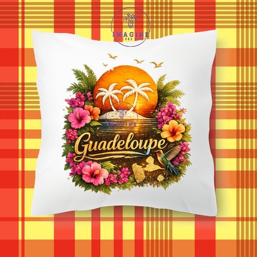 Taie personnalisée - lit - sommeil - sublimation - impression infusible ink - carte guadeloupe - soleil - colibri
