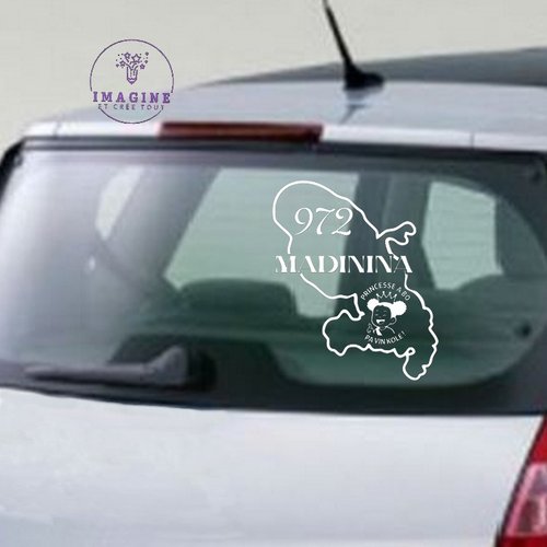 Sticker - madinina - princesse à bô pa vin kolé ! - sticker - pose vitre normale ou inversée - vinyle blanc permanent
