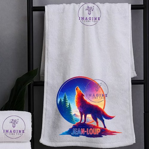 Petite serviette personnalisée pour le visage - sublimation - infusible ink - impression - le loup - alias - forêt - montagne