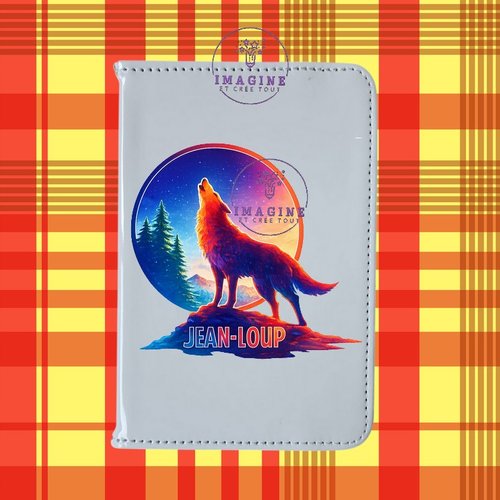 Etui passeport en cuir - sublimation - impression infusible ink - le loup - alias - forêt - montagne
