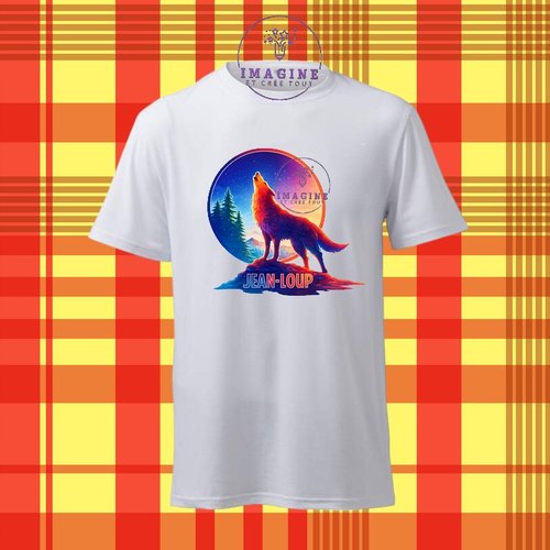 T-shirt personnalisé pour homme - ras du cou - sublimation - impression infusible ink - le loup - alias - forêt - montagne