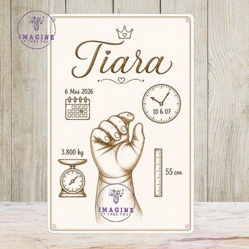Tableau mural - sublimation - impression infusible ink - plaque aluminium - tableau de naissance - souvenir - cadeau