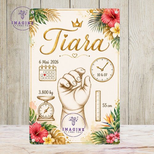 Tableau mural - sublimation - impression infusible ink - plaque aluminium - tableau de naissance - souvenir - cadeau