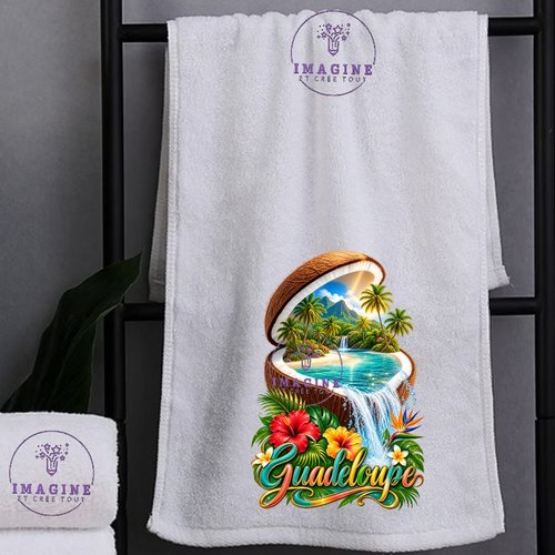 Petite serviette personnalisée pour le visage - sublimation - infusible ink - impression - noix de coco - ile - palmiers - tropique