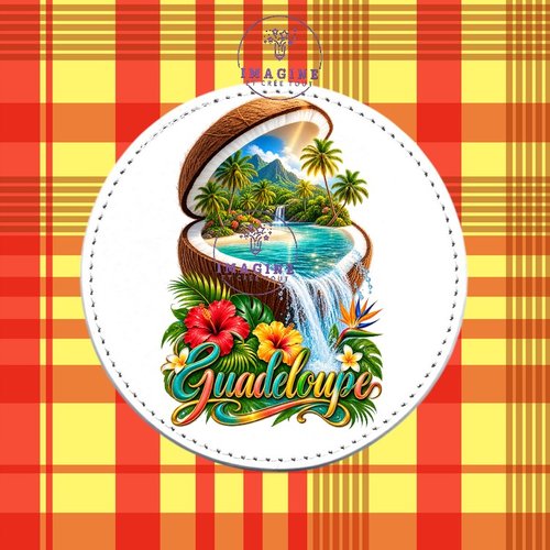 Sous verre en cuir - sublimation - impression infusible ink - noix de coco - ile - palmiers - tropique