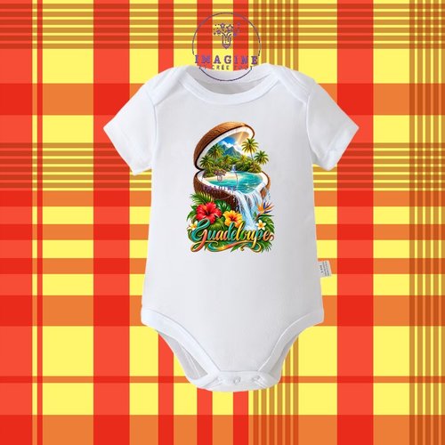 Body - bébé - baby - sublimation - impression infusible ink - noix de coco - ile - palmiers - tropique
