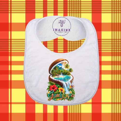 Bavoir - sublimation - impression infusible ink - noix de coco - ile - palmiers - tropique