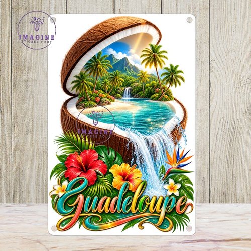 Tableau mural - sublimation - impression infusible ink - plaque aluminium - noix de coco - ile - palmiers - tropique