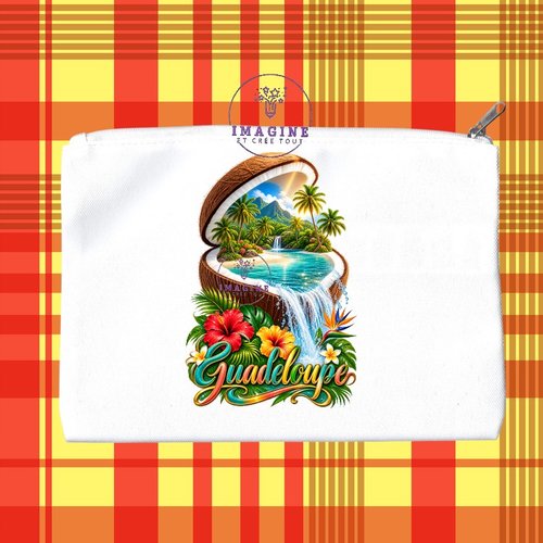 Trousse m - maquillage - sublimation - impression infusible ink -  noix de coco - ile - palmiers - tropique
