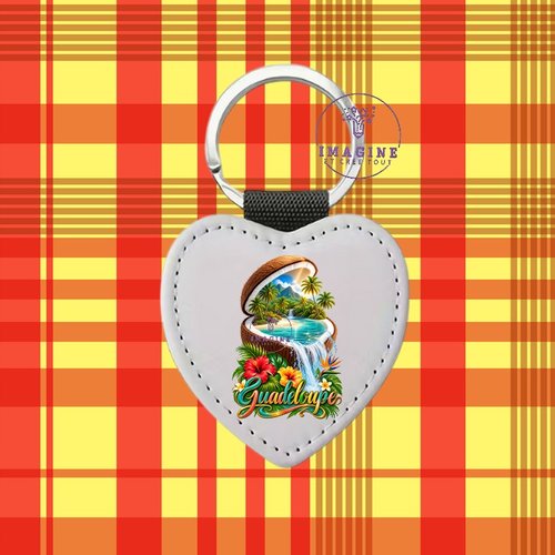 Porte clé - sublimation - impression infusible ink -  noix de coco - ile - palmiers - tropique