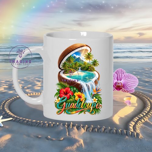 Mug - tasse - sublimation - impression infusible ink -  noix de coco - ile - palmiers - tropique