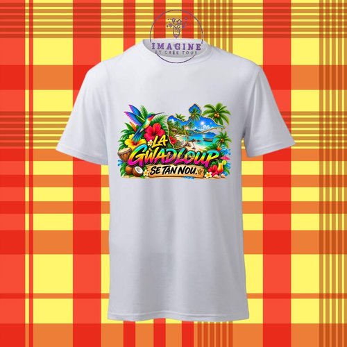 T-shirt personnalisé pour homme - ras du cou - sublimation - impression infusible ink - la gwadloup sé tan nou - mot créole