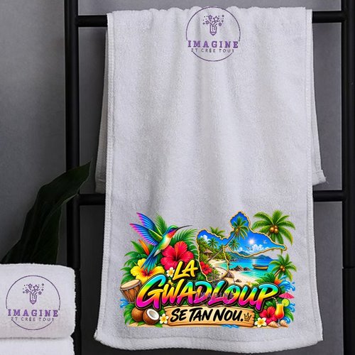 Petite serviette personnalisée pour le visage - sublimation - infusible ink - impression - la gwadloup sé tan nou - mot créole