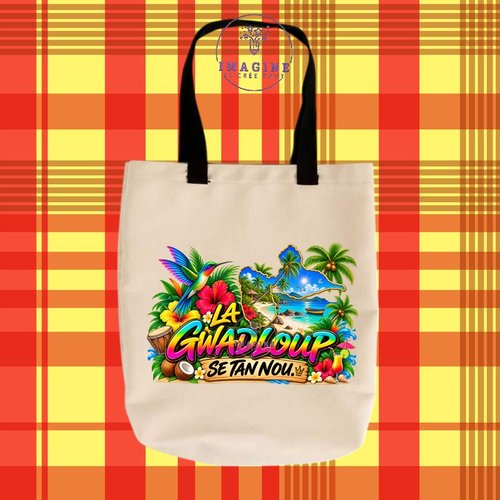 Tote bag taille m - sublimation -  impression infusible ink - la gwadloup sé tan nou - mot créole