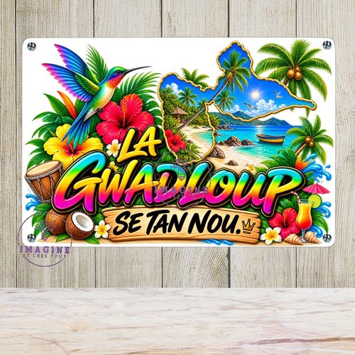 Tableau mural - sublimation -  impression infusible ink - plaque aluminium - la gwadloup sé tan nou - mot créole