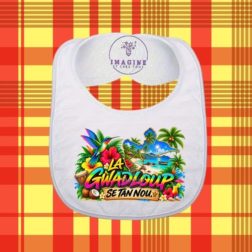 Bavoir - sublimation - impression infusible ink - la gwadloup sé tan nou - mot créole