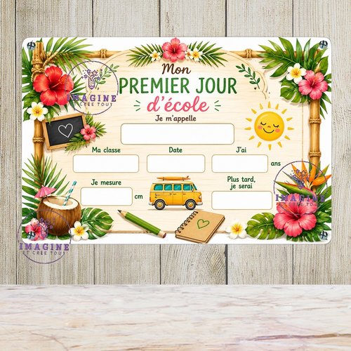 Tableau mural - sublimation -  impression infusible ink - plaque aluminium - le 1er jour d'école de votre enfant - souvenir
