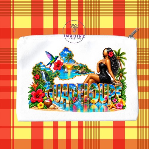 Trousse m - maquillage - sublimation - impression infusible ink -  carte guadeloupe - 971 - tropique