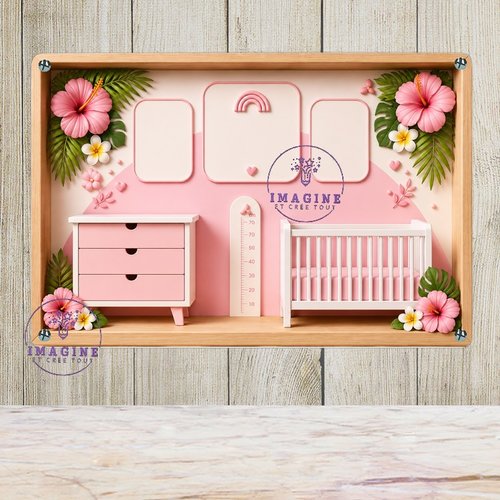 Tableau mural - sublimation -  impression infusible ink - plaque aluminium - naissance bébé - souvenir - fille - effet 3d