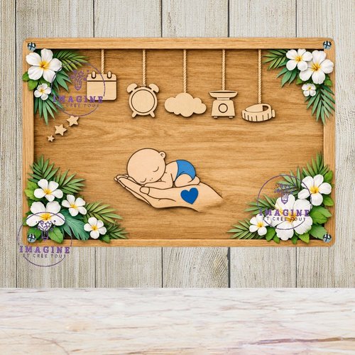 Tableau mural - sublimation -  impression infusible ink - plaque aluminium - naissance bébé - souvenir - garçon - effet 3d