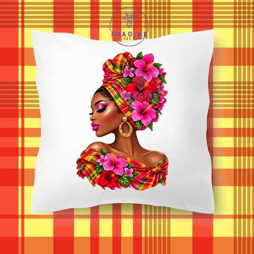 Taie personnalisée - lit - sommeil - sublimation - impression infusible ink -  silhouette - femme - tropique - madras