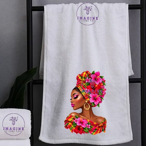 Petite serviette personnalisée pour le visage - sublimation - infusible ink - impression -  silhouette - femme - tropique - madras