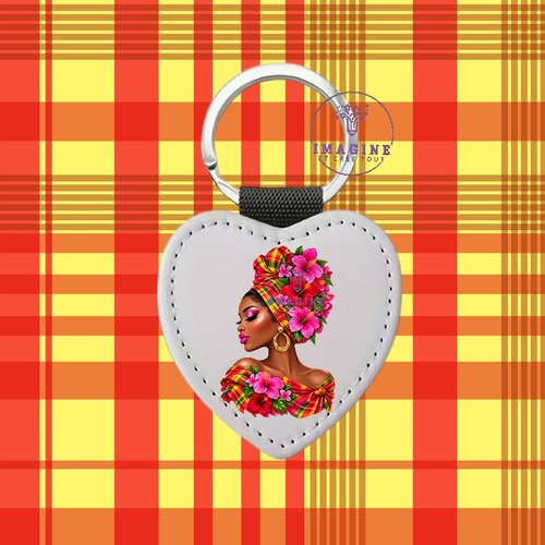 Porte clé - sublimation - impression infusible ink - silhouette - femme - tropique - madras