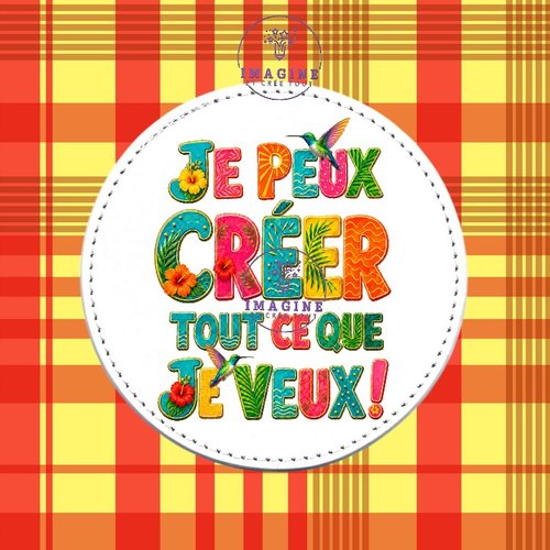 Sous verre en cuir - sublimation - impression infusible ink - texte - motivation - tropique - hibiscus - colibris