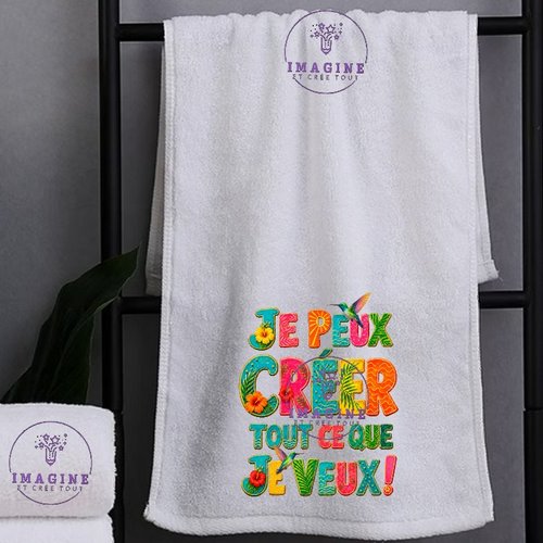 Petite serviette personnalisée pour le visage - sublimation - infusible ink - impression - texte - motivation - tropique - hibiscus