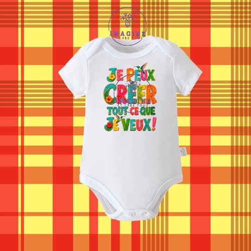 Body - bébé - baby - sublimation - impression infusible ink - texte - motivation - tropique - hibiscus - colibris
